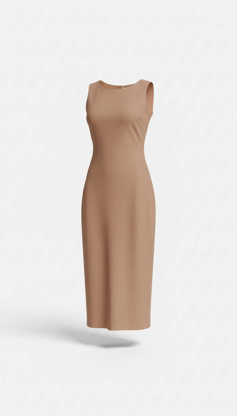 Vestido recto nude moderno